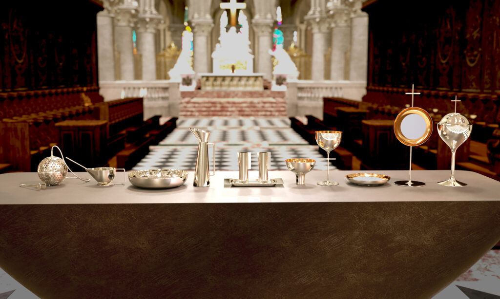 illustrative Images des vases et objets liturgiques